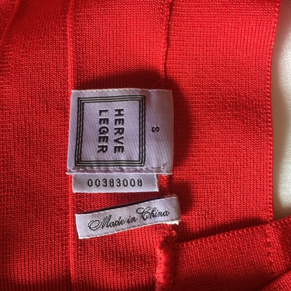 HERVE LEGER SAGAN ONE PIECE IN CORAL/POPPY - Picture 4 of 7